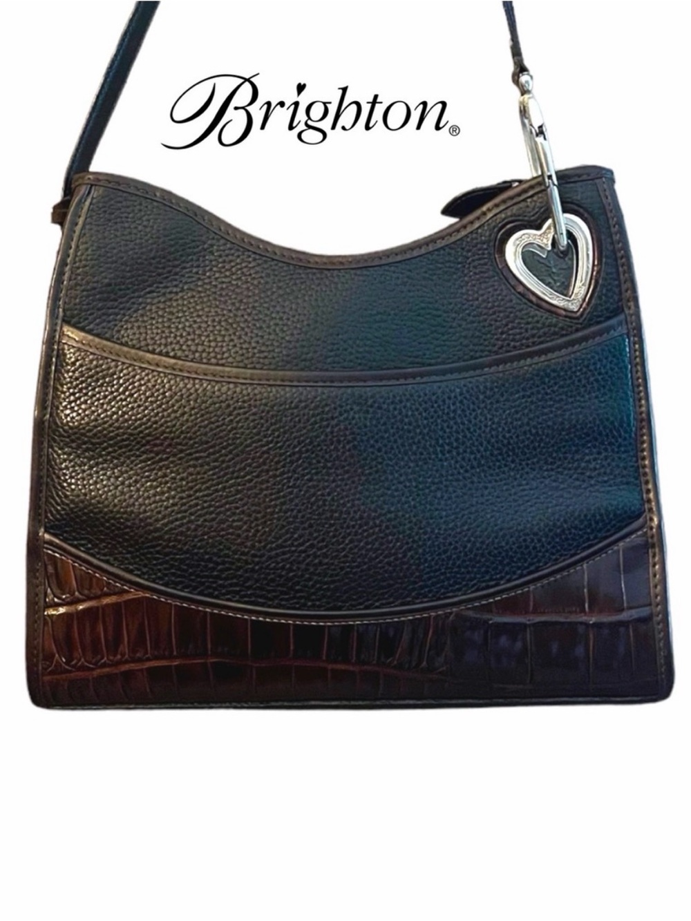 EUC Brighton Pebbled Leather & croc embossed shoulder bag